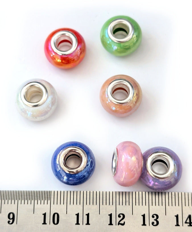 14 mm large hole bead Porcelain imitation resin rondelle bead for pandora bracelet necklace making PBJB3 1 bead