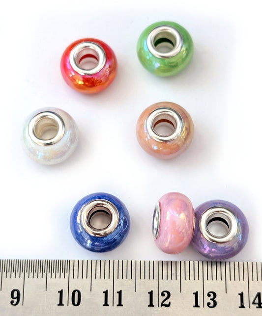 14 mm large hole bead Porcelain imitation resin rondelle bead for pandora bracelet necklace making PBJB3 1 bead