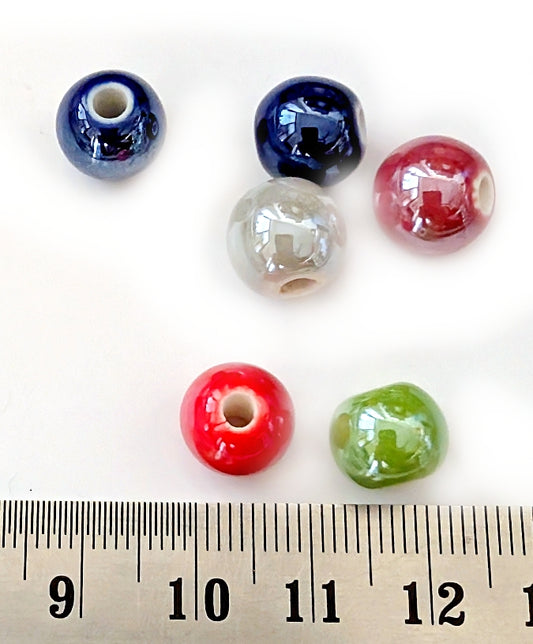 10 mm Pearlized round porcelain bead for beaded jewellery making PBJB7 1 bead