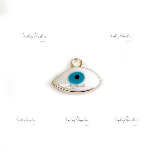 White evil eye charm for evil eye necklace, bracelet making