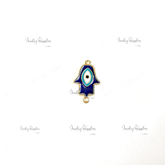 Dark blue connector evil eye charm  evil eye pendant
