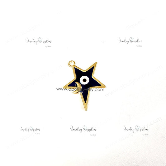 Dark blue Star evil eye charm Star pendant Evil eye star