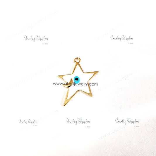 White Star evil eye charm Star pendant Evil eye star