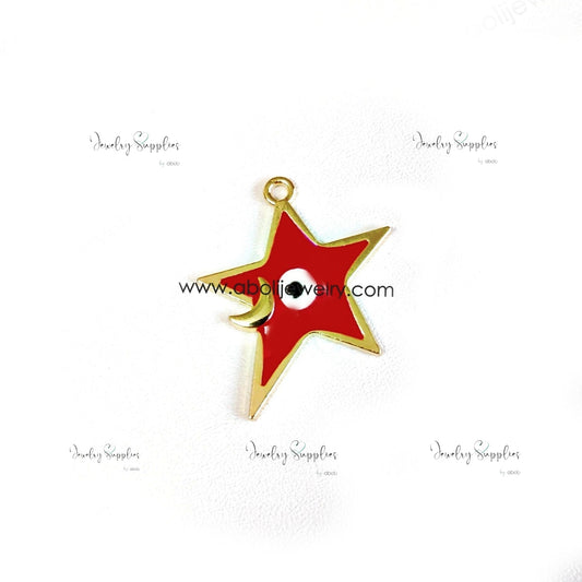 Red star Star evil eye charm Star pendant Evil eye star