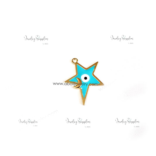 Light blue Star evil eye charm Star pendant Evil eye star