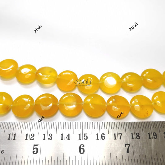 Flat round Yellow Onyx beads Natural gemstone OXB01