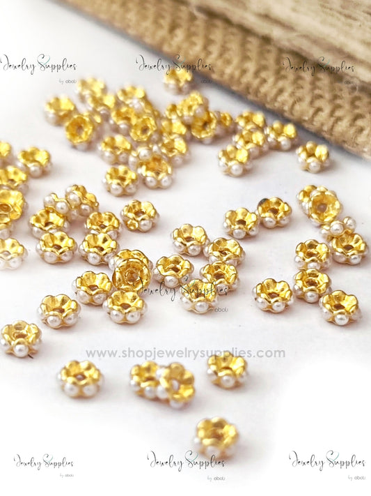 Pearl ring spacer beads for rakhi making nath making chid pearl chakri bead PSBRM10 10 rings