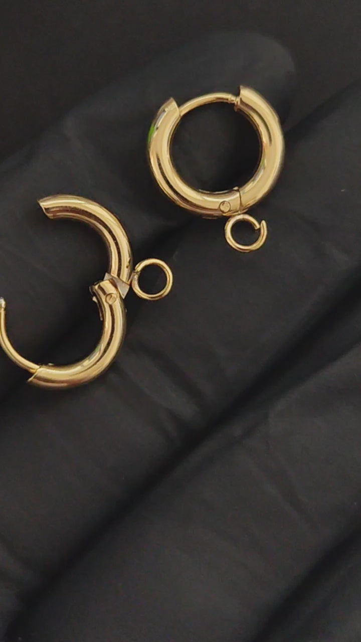 Gold huggie hoop Earrings making supplies stainless steel 24 k gold plated earrings findings
