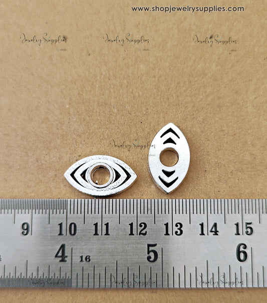 Silver evil eye Spacer Bead for jewellery making GSSB223 2 beads