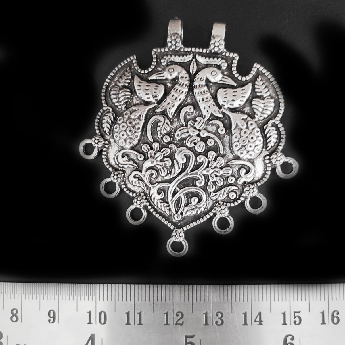 German silver Oxidised pendant peacock connector SP300