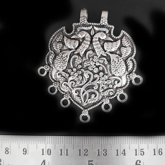 German silver Oxidised pendant peacock connector SP300