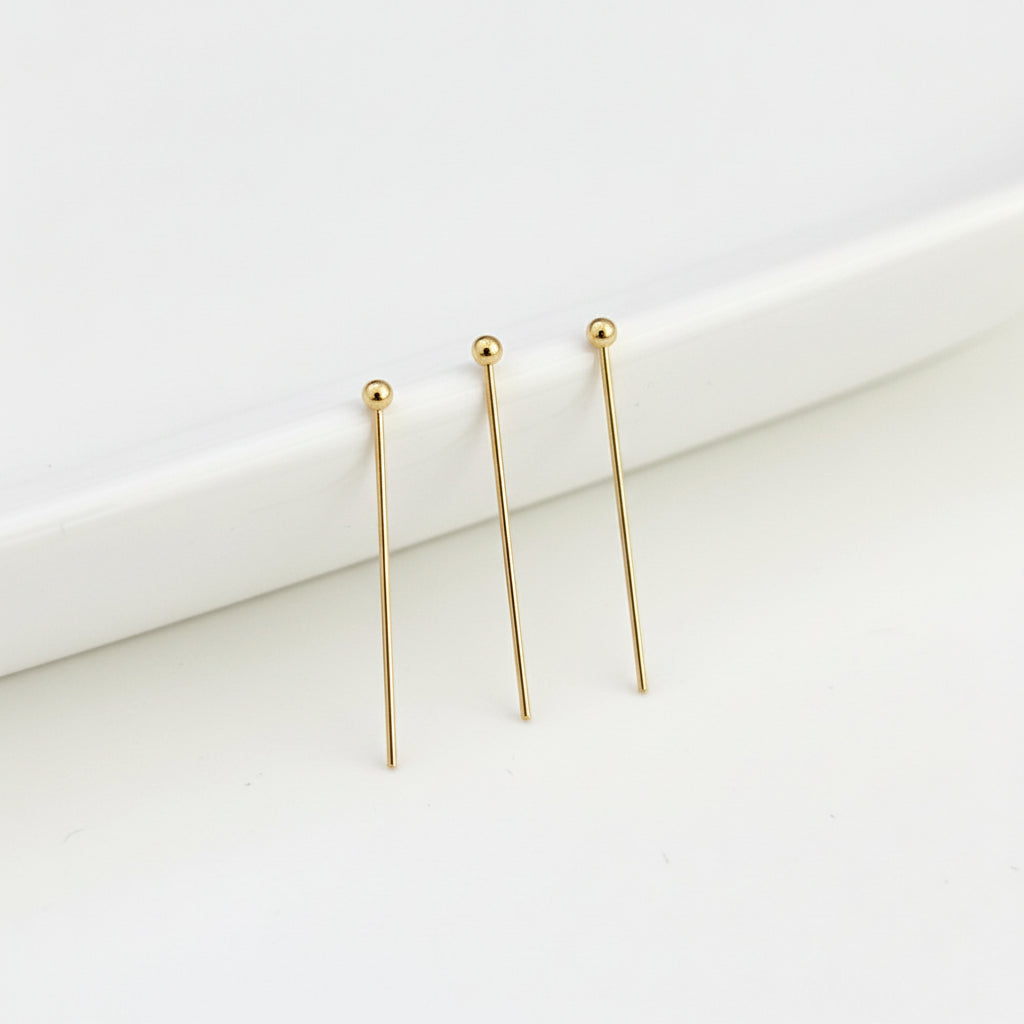 18k Real Gold Plated Steel Ballpins 304 Stainless Steel Ball Head Pins 2.5 cm ballpins SSBPG25 - Jewelry Supplies