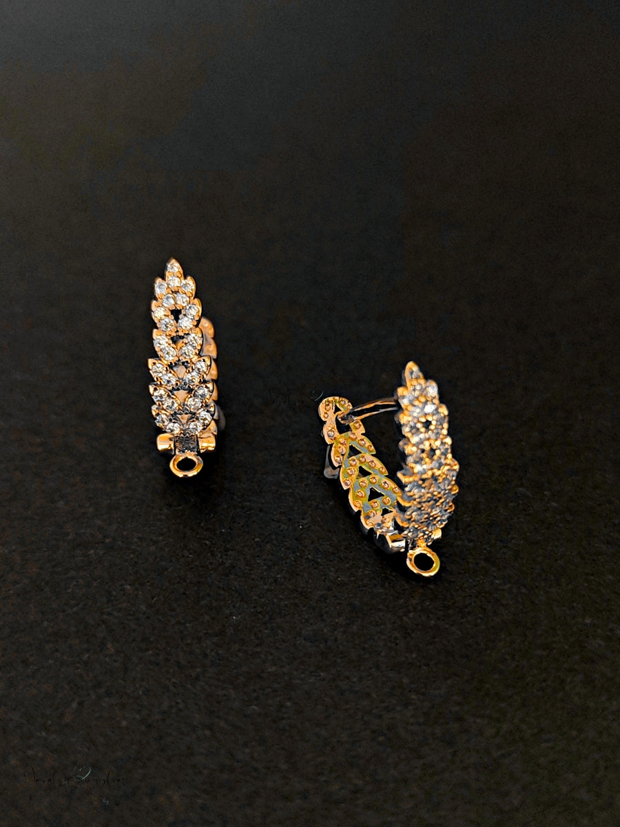 Cubic Zirconia earrings hoop leverback real 18K gold plated earring making CZELB06 2 pieces