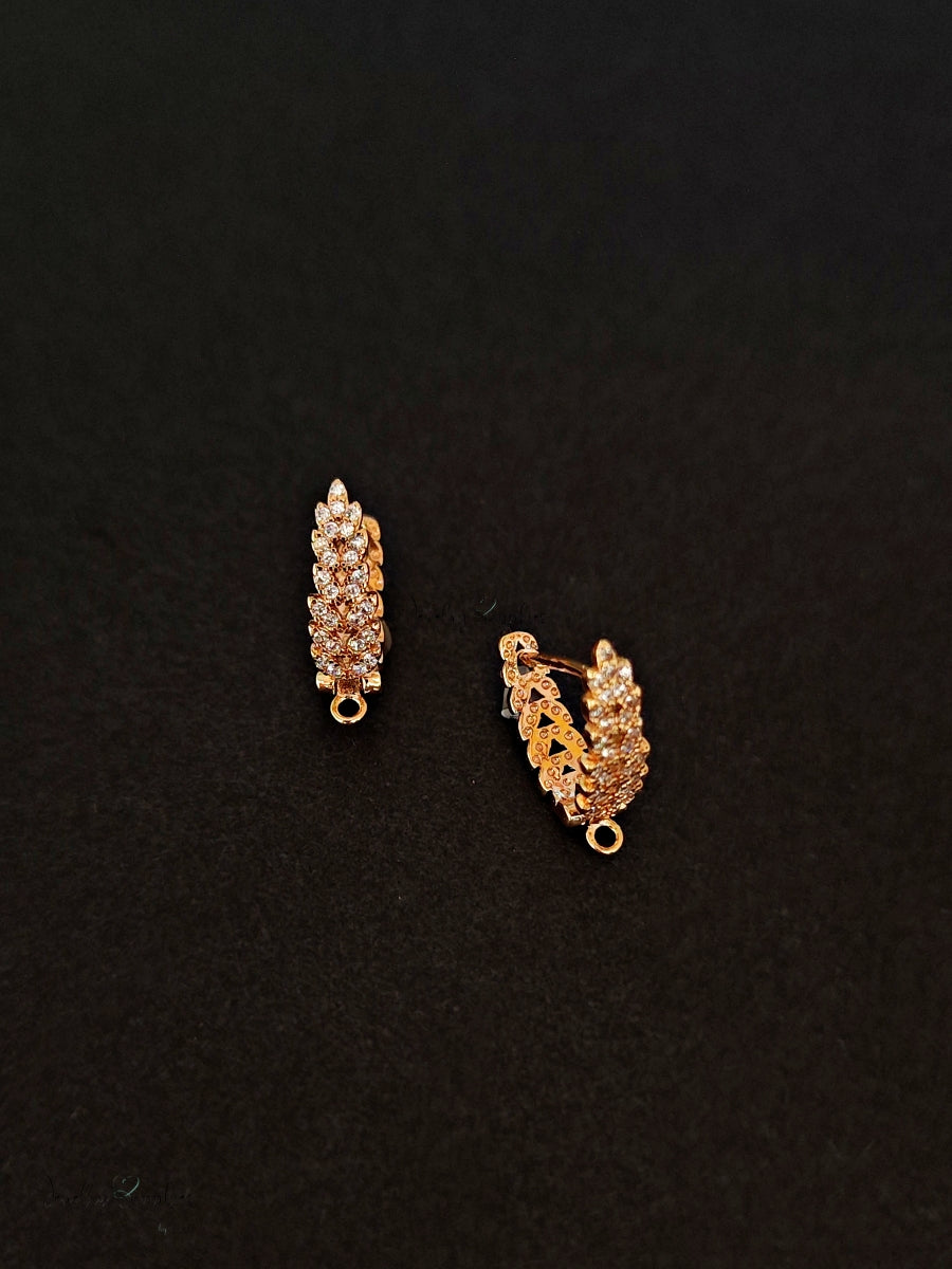 Cubic Zirconia earrings hoop leverback real 18K gold plated earring making CZELB06 2 pieces