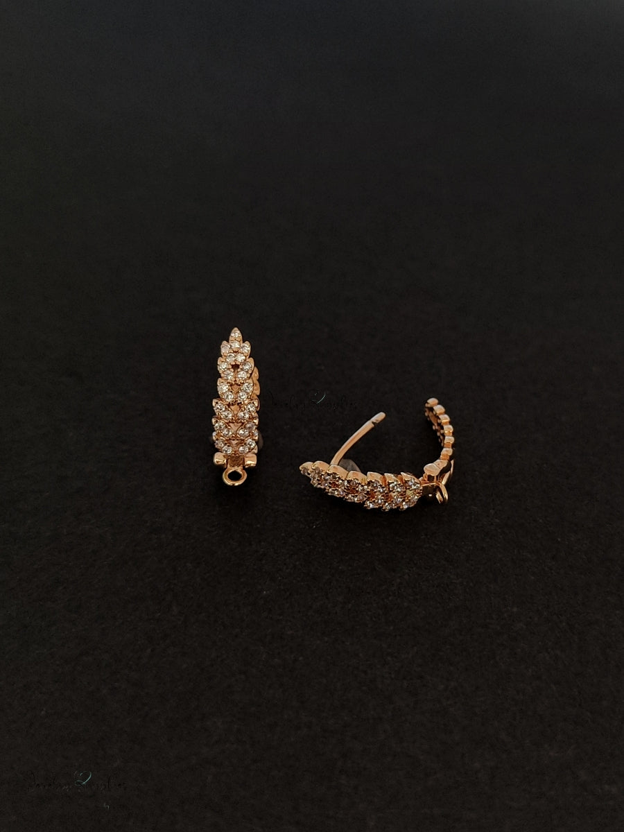 Cubic Zirconia earrings hoop leverback real 18K gold plated earring making CZELB06 2 pieces