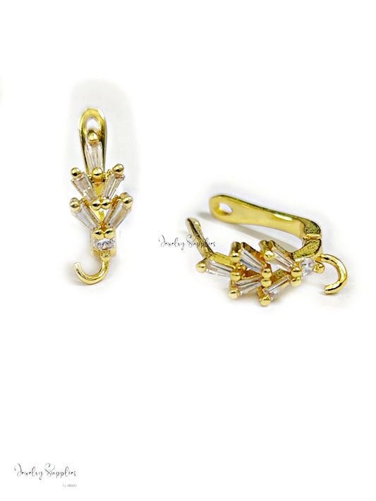 Cubic Zirconia earrings hoop leverback PVD Cadmium free lead free earring making CZELB05 2 pieces
