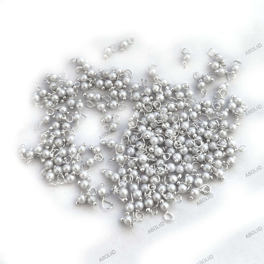 Tarnish resistant silver loreals white pearl loreals brass wire glass pearls loreal beads ATLBWS3 10 gm