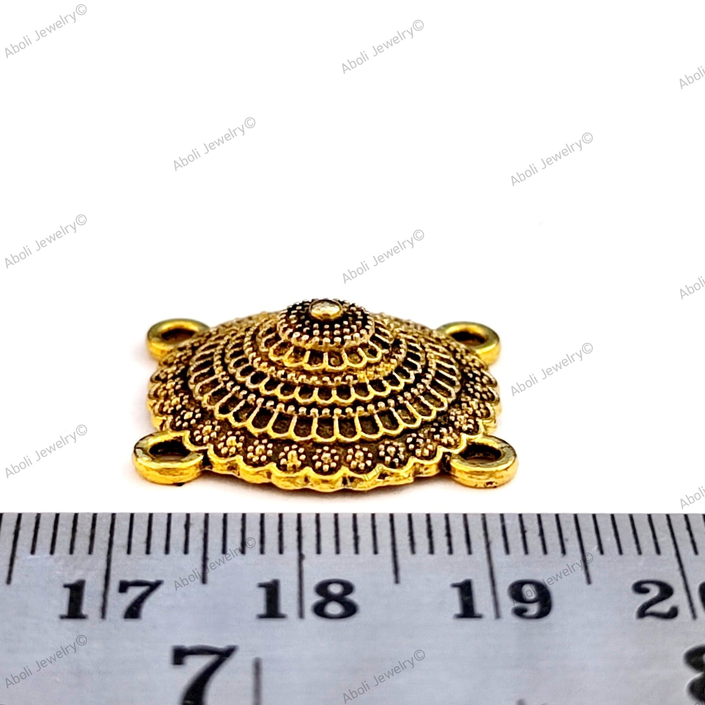 Golden conical circle connector four way Charm CHMG102 1 charm