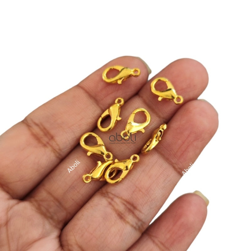 Golden lobster claw clasp Tarnish resistant brass 12 mm LCCB12G