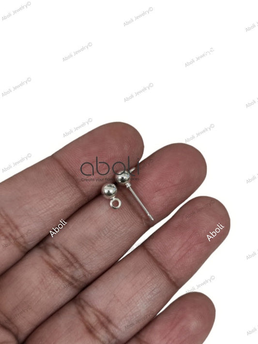 4 mm silver ball stud components earrings studs findings SBS4