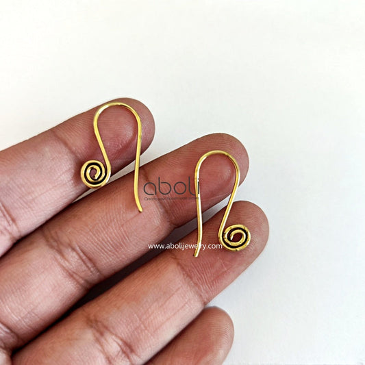 Golden spiral earring hook Tarnish resistant earwires earrings hooks BEW08