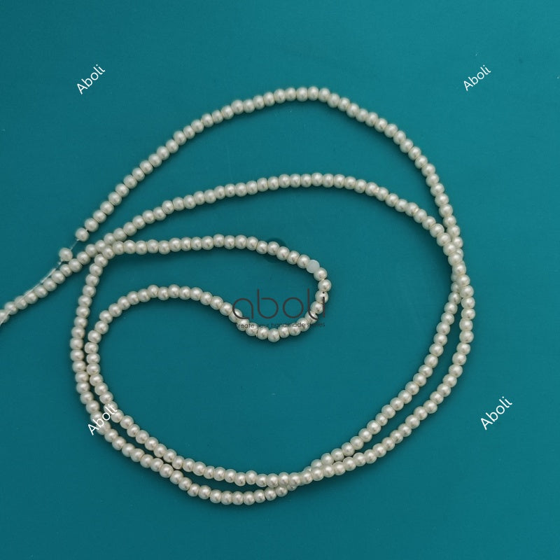 3 mm cream glass pearl beads GPBC3