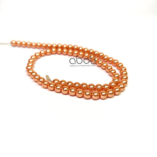 6 mm peach glass pearl beads coloured Spherical pearl beads coloured glass pearls CGPB6PH