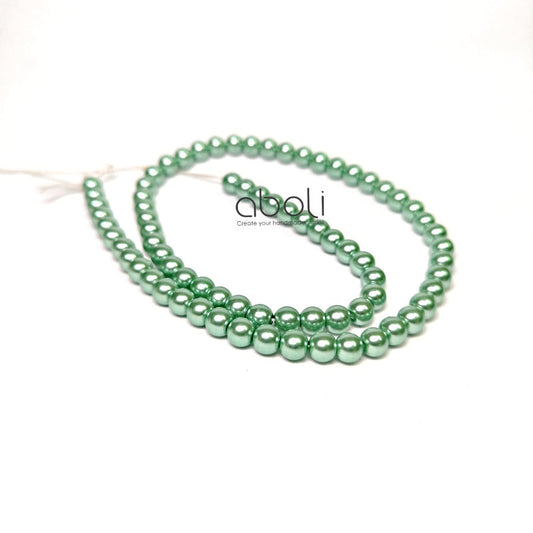 6 mm green glass pearl beads coloured pearl beads coloured glass pearls CGPB6G