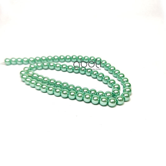 6 mm Pistachio glass pearl beads coloured Spherical pearl beads coloured glass pearls CGPB6PG