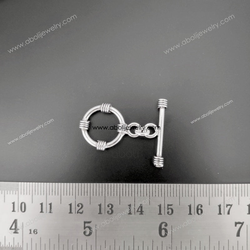 Silver toggle clasp tarnish resistant brass STC04