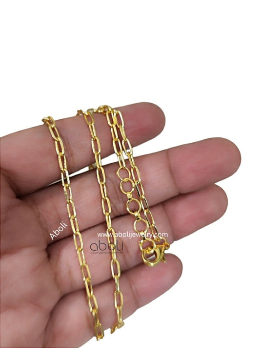 Golden paperclip necklace chain Tarnish resistant brass small Links NCATG3