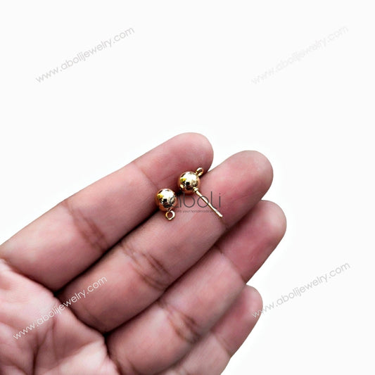 6 mm golden ball stud components earrings studs findings GBS6