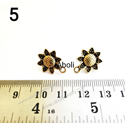 Golden earrings stud components metal earrings findings  ESG05
