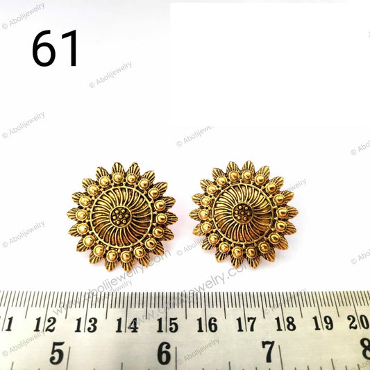 Golden flower earrings without back loop ESG61