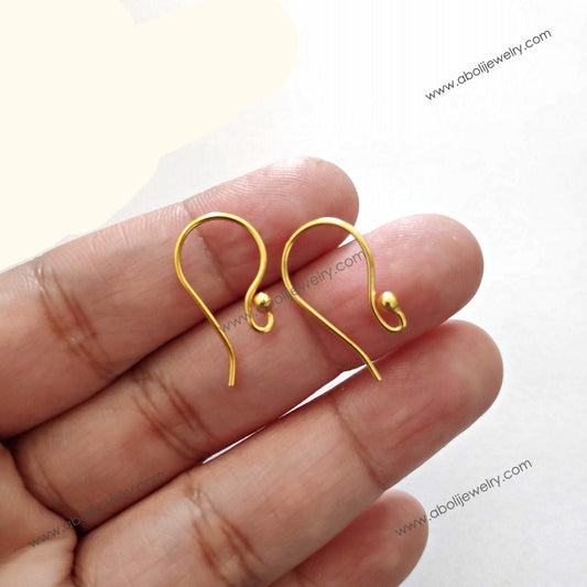 Tarnish resistant golden earring hooks brass earwires Ball pin style BEW01