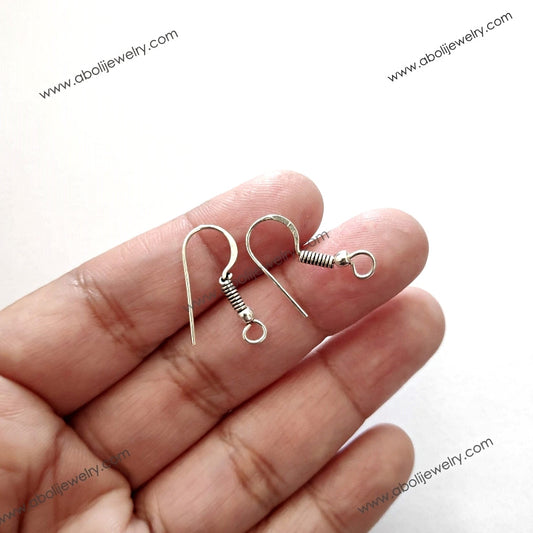 Tarnish resistant silver fishhooks earring Hammered brass earwires BEW04
