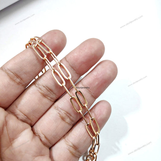 Rose gold paperclip necklace chain Tarnish resistant brass big Links NCATRG6