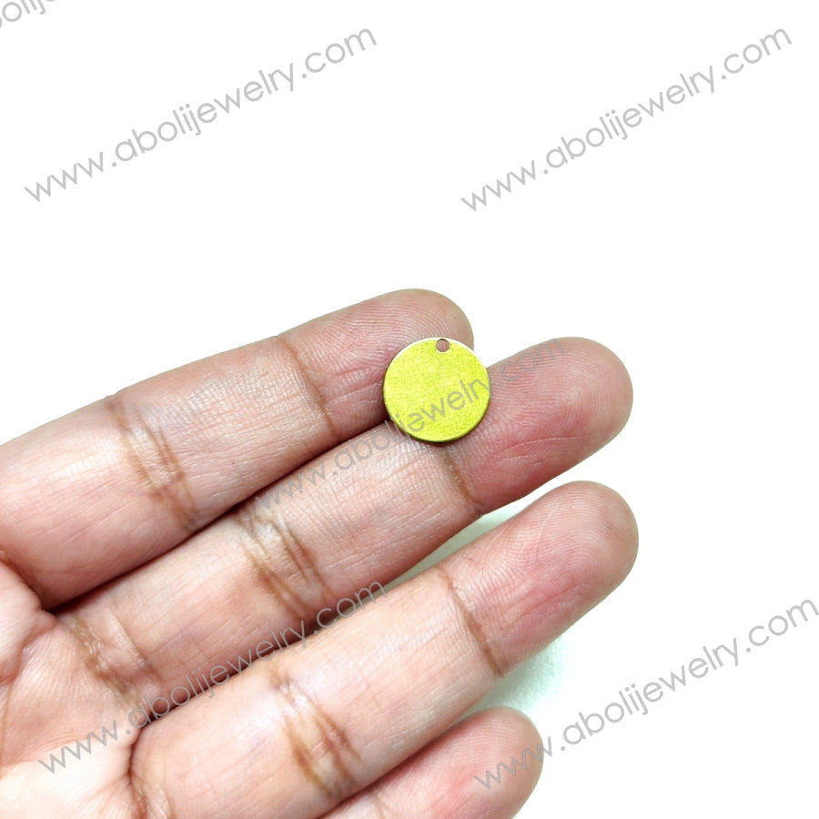 Raw brass round charm connector flat circle blank stamping blank golden RBC22 1 blank