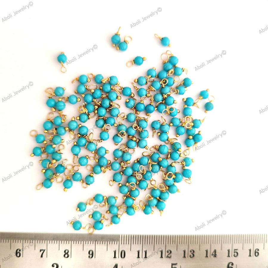 Sky blue loreal beads, Coloured loreals 4 mm beaded loreal Brass wire Latkan, jhumki LB4C10 10 gm
