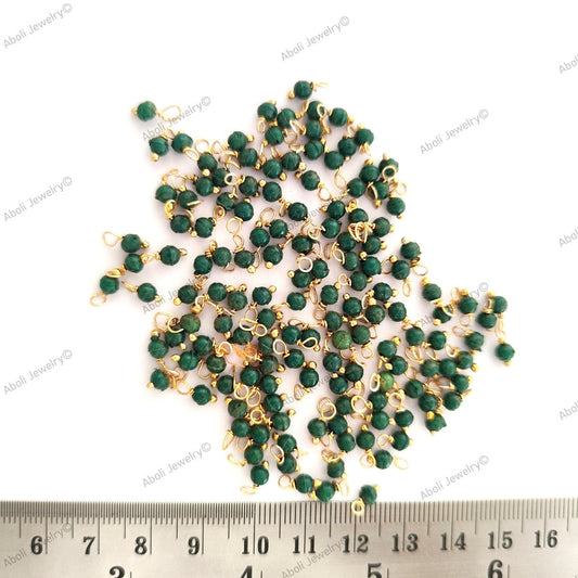 Dark Green loreal beads, Coloured loreals 4 mm beaded loreal Brass wire Latkan, jhumki LB4C04