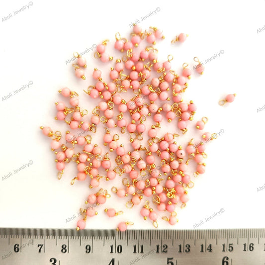 Pink loreal beads, Coloured loreals 4 mm beaded loreal Brass wire Latkan, jhumki LB4C05