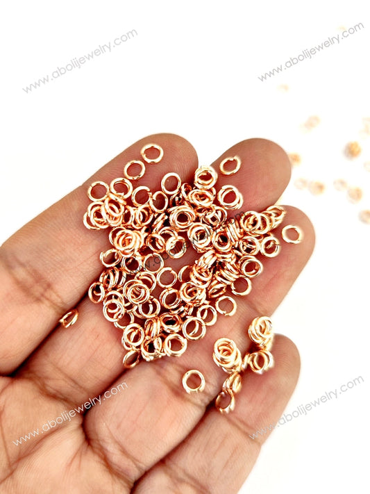 4 mm rose gold  jump ring micron plated JRRGMP4