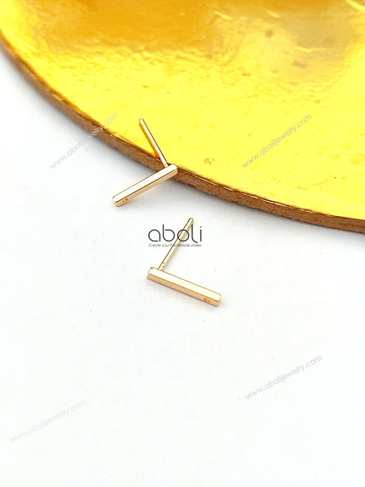 18 K Gold Plated Brass bar stud earrings components 18KGPGBS