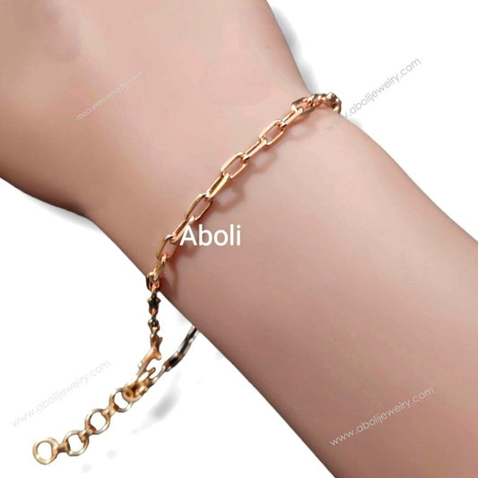 Rose gold paperclip bracelet chain Tarnish resistant brass small loops BCATRG3