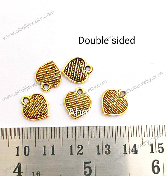 Golden heart Charms CHMG01 5 charms
