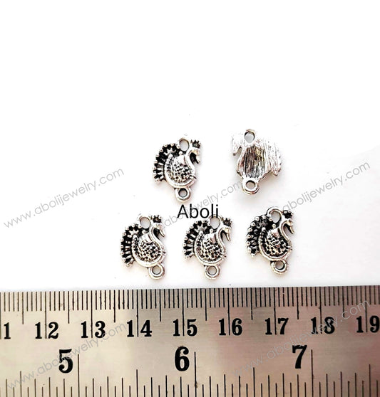 Silver Charm elegant peacock connector set of 5 CHMS20