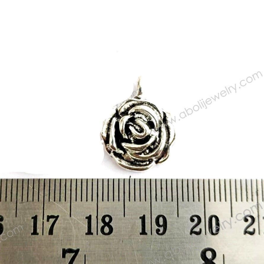 Silver Charm rose charm Silver rose flower charm floral CHMS23