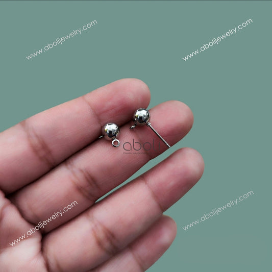 6 mm silver ball stud components earrings studs findings SBS6