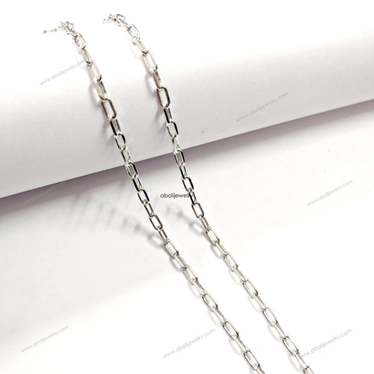 Silver paperclip necklace chain Tarnish resistant brass small Links NCATS3