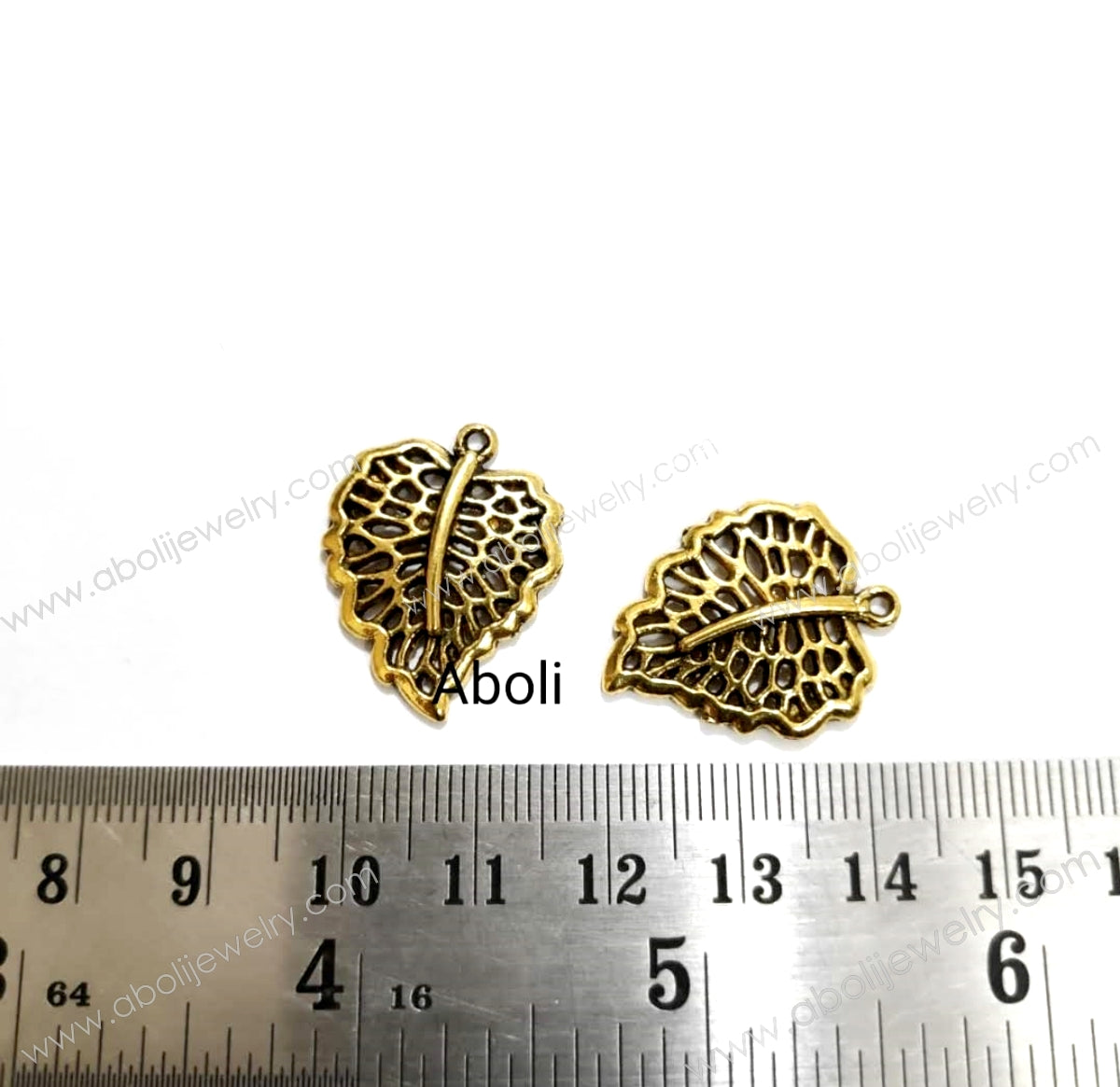 Golden leaf Charm peepal leaf skeleton charm tree, leaves, nature theme charm CHMG91 2 charms